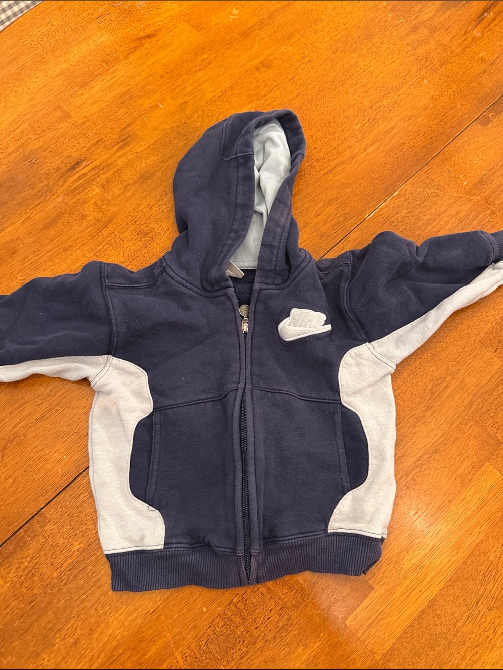 Nike Kids Navy and Light Gray Zip-Up Hooded Sweatshirt